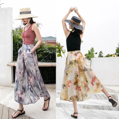Floral Palazzo Capri Pants - Image 4