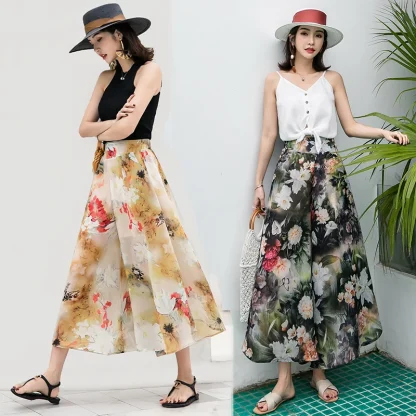 Floral Palazzo Capri Pants - Image 2