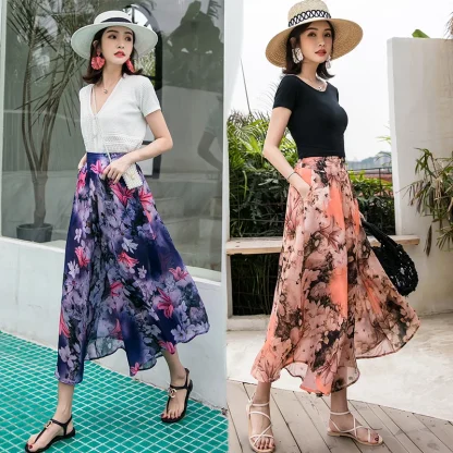 Floral Palazzo Capri Pants - Image 3