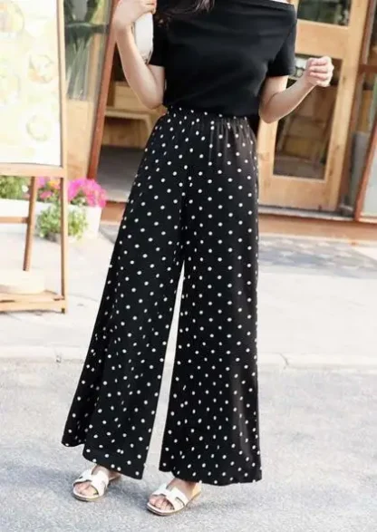 Polka Dot Wide Leg Capri Pants - Image 4