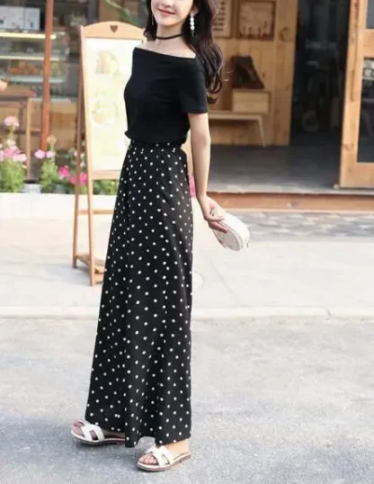 Polka Dot Wide Leg Capri Pants - Image 2