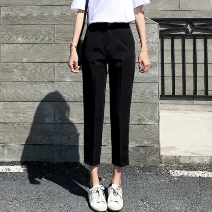Solid Elegant Slit Capri Pants - Image 6
