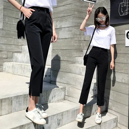 Solid Elegant Slit Capri Pants - Image 4