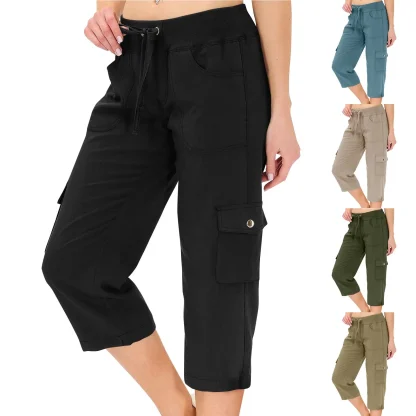 Drawstring Cargo Capri Pants - Image 6