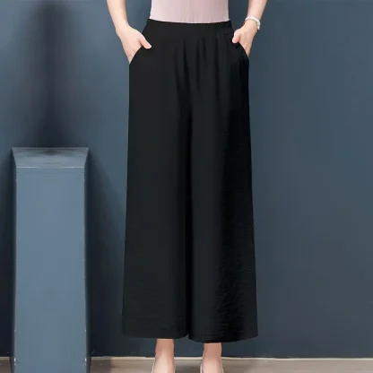 Solid Color Wide Leg Capri Pants