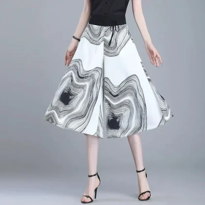 Flowy Wide Leg Capri Pants - Image 3