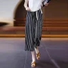 Elastic Waist Striped Capri Pants - Image 2