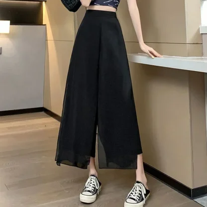 Wide Leg Mesh Capri Pants - Image 5