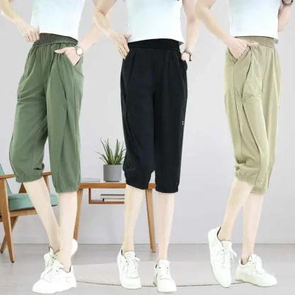 High-waist Solid Capri Pants - Image 4