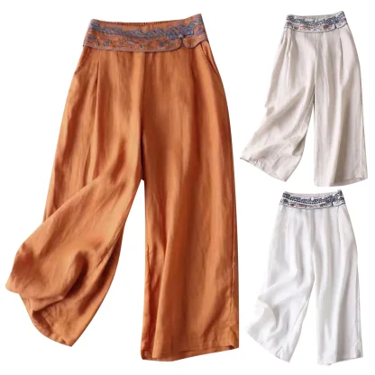 Boho Style Wide Leg Capri Pants - Image 6