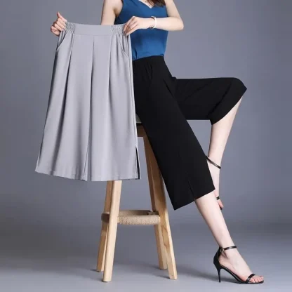 Wide Leg Solid Capri Pants - Image 6
