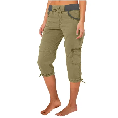 Slim Fit Cargo Capri Pants - Image 4