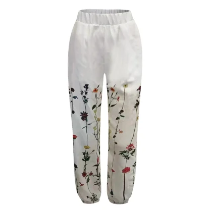 Floral Print Casual Capri Pants - Image 6