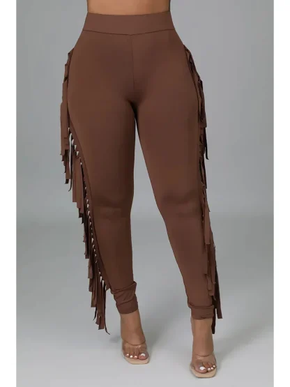 Tassel Sides Solid Capri Pants