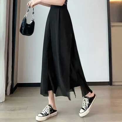 Wide Leg Mesh Capri Pants - Image 4