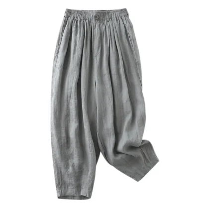 Soft Solid Color Elastic Capri Pants - Image 5