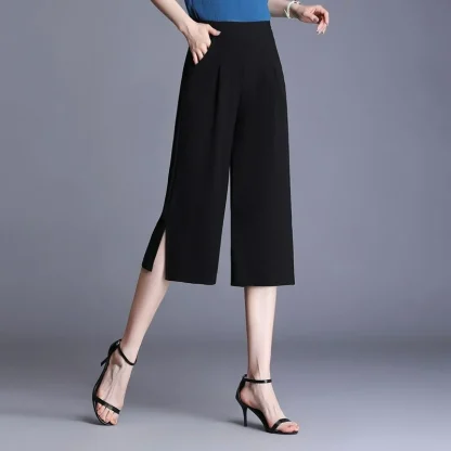 Wide Leg Solid Capri Pants - Image 4