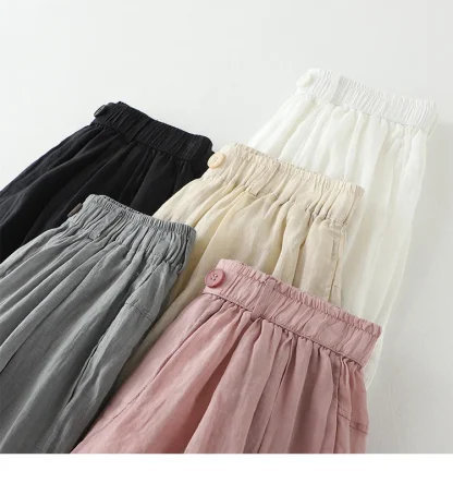 Soft Solid Color Elastic Capri Pants - Image 6