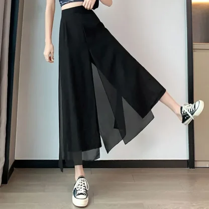 Wide Leg Mesh Capri Pants