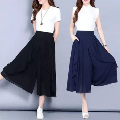 Elastic High-waist Capri Pants - Image 5