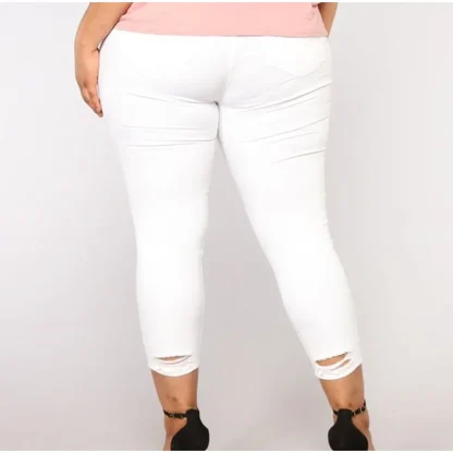 Plus Size Ripped Capri Pants - Image 3