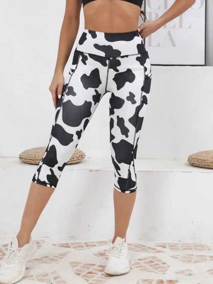 Cow Pattern Skinny Capri Pants - Image 2