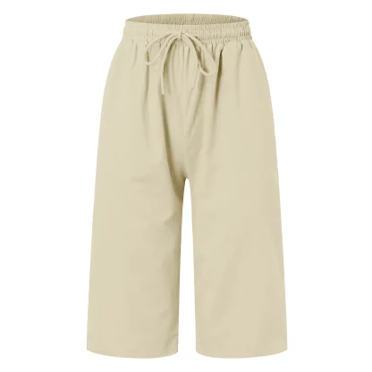 Casual Drawstring Waist Capri Pants - Image 5