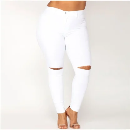 Plus Size Ripped Capri Pants - Image 4