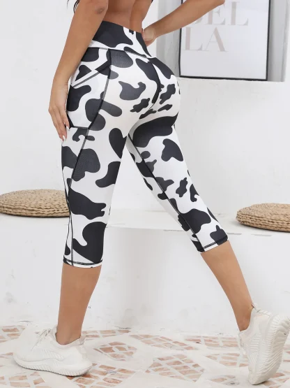 Cow Pattern Skinny Capri Pants - Image 5
