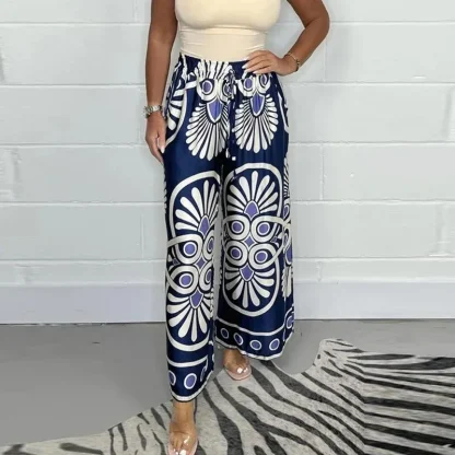 Printed Wide Leg Capri Pants - Image 2