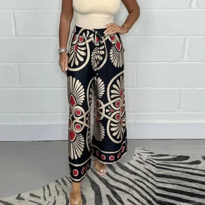 Printed Wide Leg Capri Pants