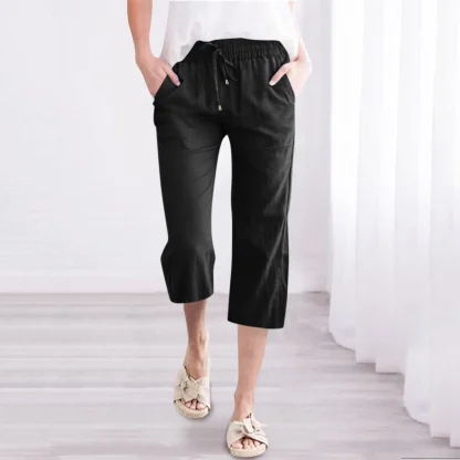 Casual Solid Capri Pants - Image 3