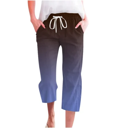 Gradient Drawstring Capri Pants