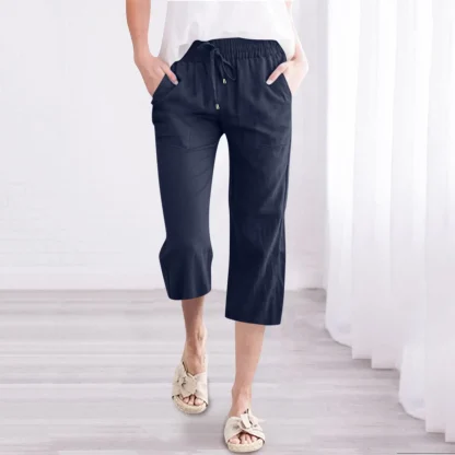 Casual Solid Capri Pants - Image 2