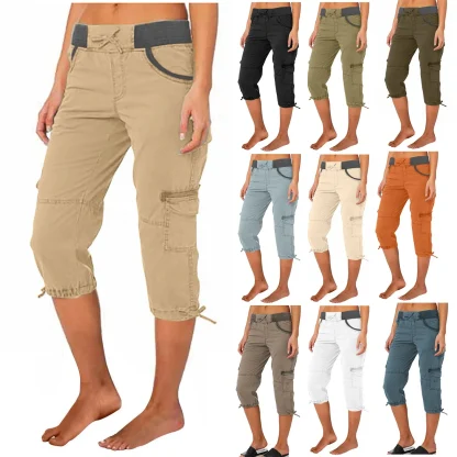 Slim Fit Cargo Capri Pants - Image 6