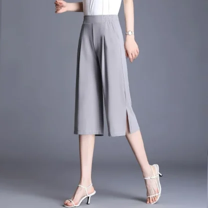 Wide Leg Solid Capri Pants - Image 2