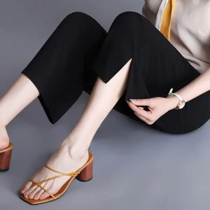 Wide Leg Solid Capri Pants - Image 5