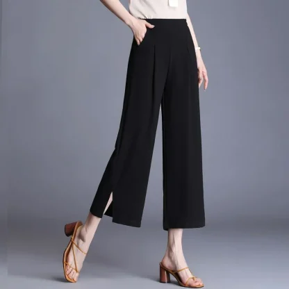 Wide Leg Solid Capri Pants - Image 3