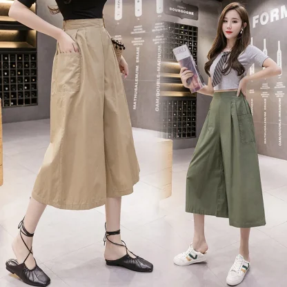 Wide Leg Cropped Capri Pants - Image 6