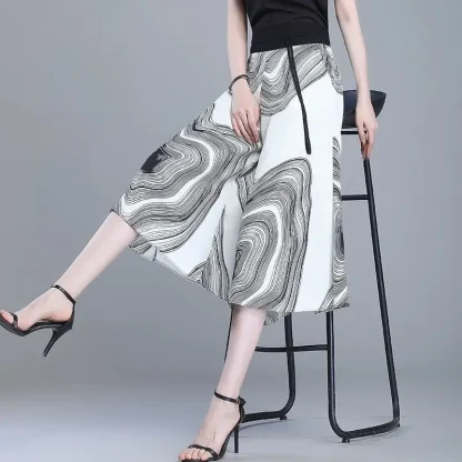Flowy Wide Leg Capri Pants - Image 5