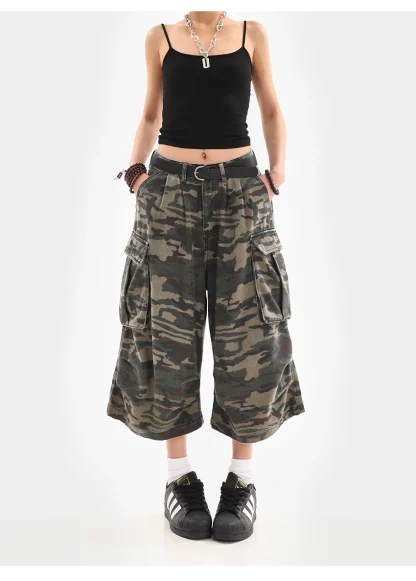 Camouflage Cargo Capri Pants - Image 6
