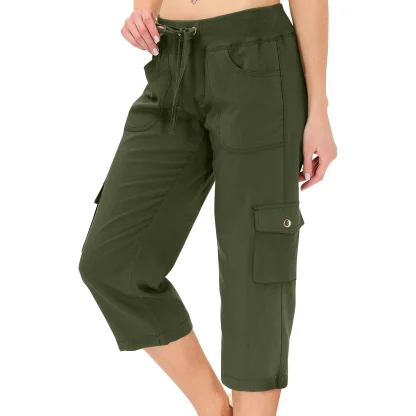 Drawstring Cargo Capri Pants - Image 5