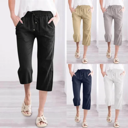 Casual Solid Capri Pants - Image 6