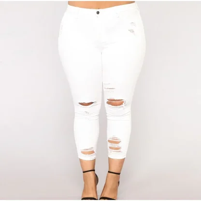 Plus Size Ripped Capri Pants