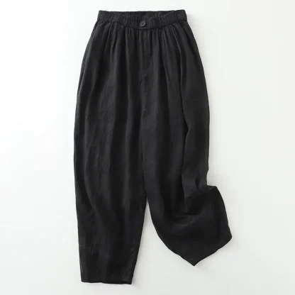 Soft Solid Color Elastic Capri Pants - Image 3