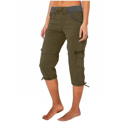 Slim Fit Cargo Capri Pants - Image 5