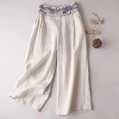 Boho Style Wide Leg Capri Pants - Image 3