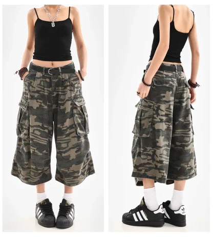 Camouflage Cargo Capri Pants - Image 7