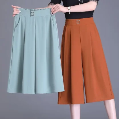Cropped Wide Leg Capri Pants - Image 3