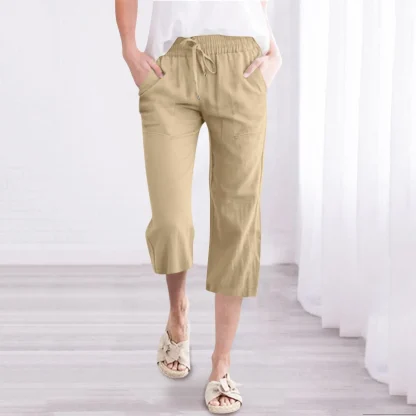 Casual Solid Capri Pants - Image 5